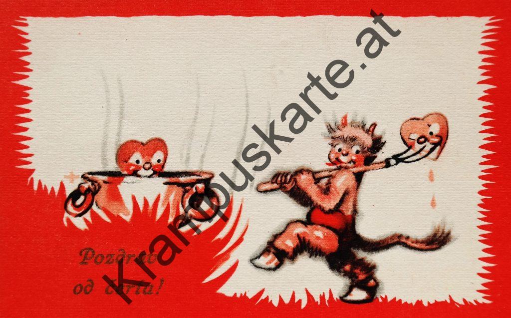 Krampus Teufel Devil Ansichtskarte Grußkarte Krampuskarte Austria 哈施塔特 picture postcard 魔鬼 奥地利 Nikolaus Satan Percht Perchtenlauf Brauchtum