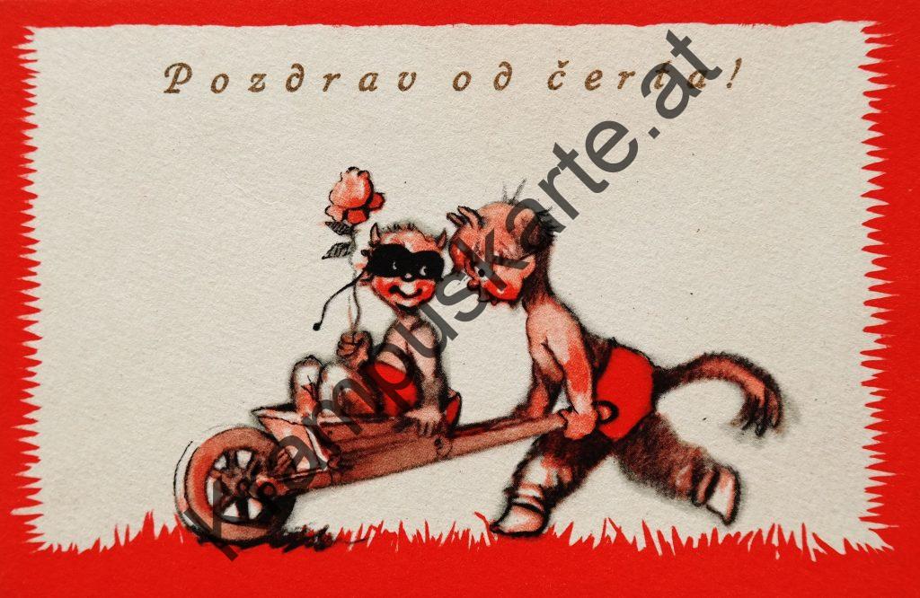 Krampusine Krampus Devil Ansichtskarte picture postcard Krampuskarte Austria 哈施塔特