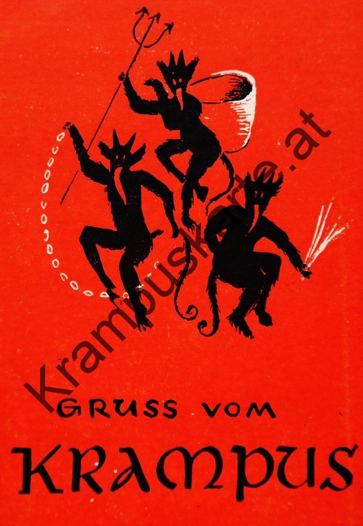 Krampus Teufel Devil Ansichtskarte Grußkarte Krampuskarte Austria 哈施塔特 picture postcard 魔鬼 奥地利 Nikolaus Satan Percht Perchtenlauf Brauchtum