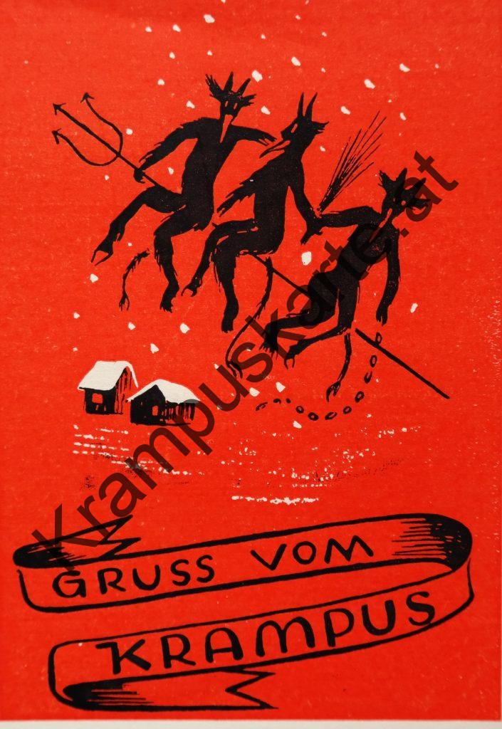 Krampus Teufel Devil Ansichtskarte Grußkarte Krampuskarte Austria 哈施塔特 picture postcard 魔鬼 奥地利 Nikolaus Satan Percht Perchtenlauf Brauchtum