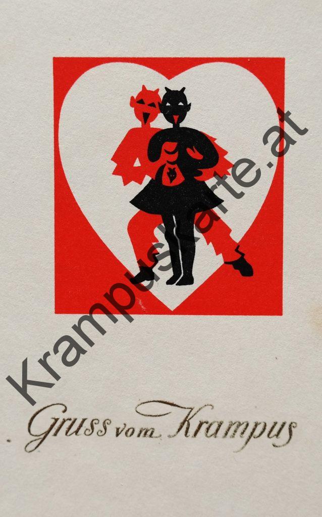 Krampusine Krampus Devil Ansichtskarte picture postcard Krampuskarte Austria 哈施塔特
