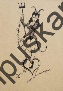 Krampus Teufel Devil Ansichtskarte Grußkarte Krampuskarte Austria 哈施塔特 picture postcard 魔鬼 奥地利 erotic xxx