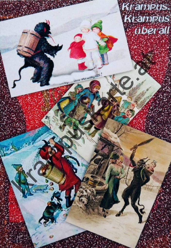 Krampus Teufel Devil Ansichtskarte Grußkarte Krampuskarte Austria 哈施塔特 picture postcard 魔鬼 奥地利 Nikolaus Satan Percht Perchtenlauf Brauchtum böse Mädchen unartig crazy girl