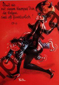 Krampus Teufel Devil Ansichtskarte Grußkarte Krampuskarte Austria 哈施塔特 picture postcard 魔鬼 奥地利 erotic xxx