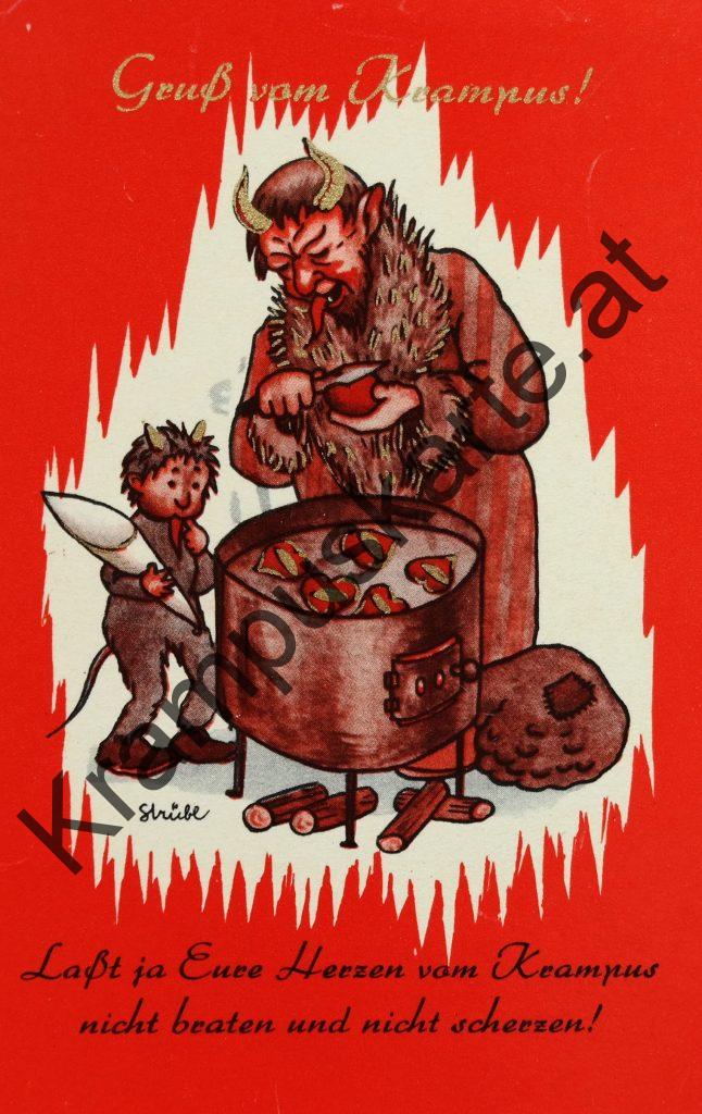 Krampus Teufel Devil Ansichtskarte Grußkarte Krampuskarte Austria 哈施塔特 picture postcard 魔鬼 奥地利