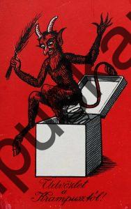 Krampus Teufel Devil Ansichtskarte Grußkarte Krampuskarte Austria 哈施塔特 picture postcard 魔鬼 奥地利 Nikolaus Satan Percht Perchtenlauf Brauchtum