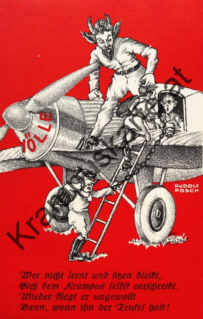 Krampus Teufel Devil Ansichtskarte Grußkarte Krampuskarte Austria 哈施塔特 picture postcard 魔鬼 奥地利 Nikolaus Satan Percht Perchtenlauf Brauchtum Knabe Mädchen Rute Kinder