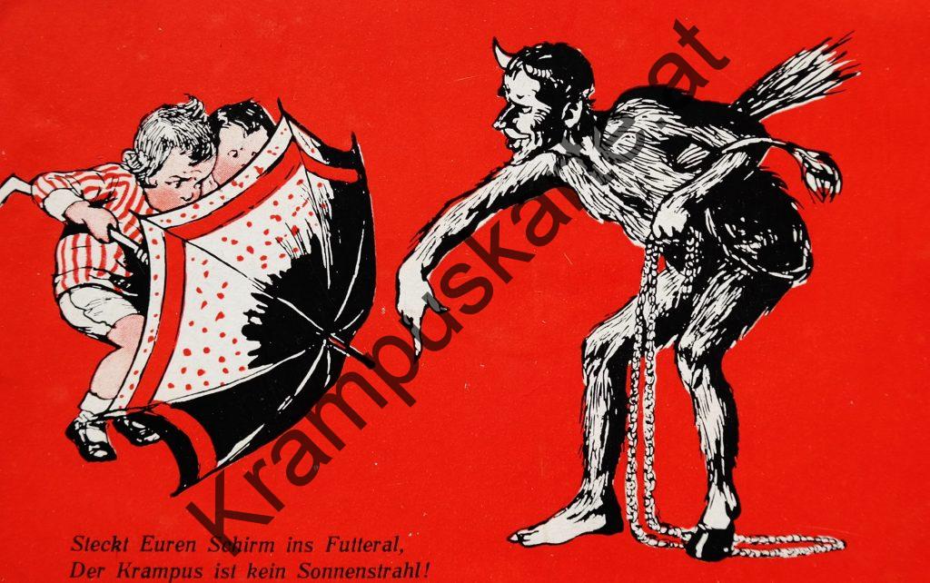 Krampus Teufel Devil Ansichtskarte Grußkarte Krampuskarte Austria 哈施塔特 picture postcard 魔鬼 奥地利 Nikolaus Satan Percht Perchtenlauf Brauchtum Knabe Mädchen Rute Kinder