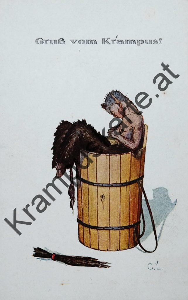 Krampus Teufel Devil Ansichtskarte Grußkarte Krampuskarte Austria 哈施塔特 picture postcard 魔鬼 奥地利 Nikolaus Satan Percht Perchtenlauf Brauchtum Nikolo Knech Ruprecht Santa Claus Sinterklaas Samichlaus San Nicola Kleeschen