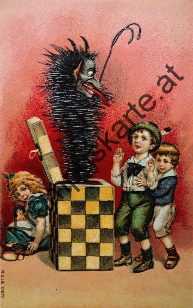 Krampus Teufel Devil Ansichtskarte Grußkarte Krampuskarte Austria 哈施塔特 picture postcard 魔鬼 奥地利 Nikolaus Satan Percht Perchtenlauf Brauchtum Nikolo Knech Ruprecht Santa Claus Sinterklaas Samichlaus San Nicola Kleeschen