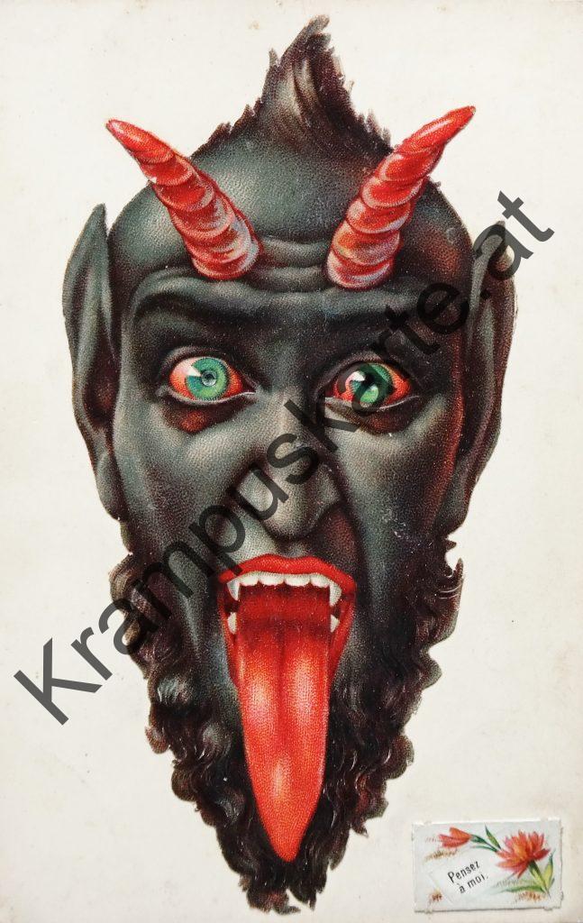 Krampus Teufel Devil Ansichtskarte Grußkarte Krampuskarte Austria 哈施塔特 picture postcard 魔鬼 奥地利 Nikolaus Satan Percht Perchtenlauf Brauchtum Nikolo Knech Ruprecht Santa Claus Sinterklaas Samichlaus San Nicola Kleeschen