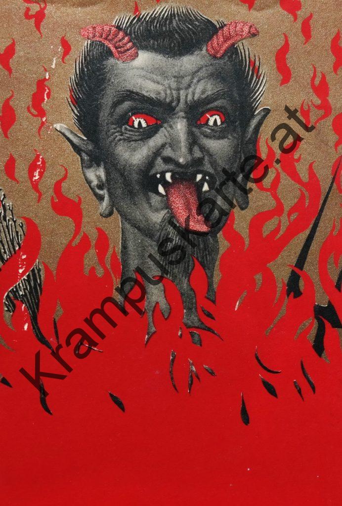 Krampus Teufel Devil Ansichtskarte Grußkarte Krampuskarte Austria 哈施塔特 picture postcard 魔鬼 奥地利 Nikolaus Satan Percht Perchtenlauf Brauchtum Nikolo Knech Ruprecht Santa Claus Sinterklaas Samichlaus San Nicola Kleeschen