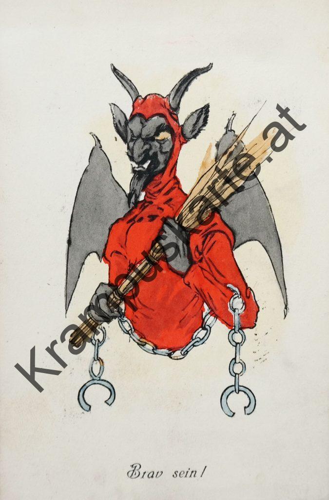 Krampus Teufel Devil Ansichtskarte Grußkarte Krampuskarte Austria 哈施塔特 picture postcard 魔鬼 奥地利 Nikolaus Satan Percht Perchtenlauf Brauchtum Nikolo Knech Ruprecht Santa Claus Sinterklaas Samichlaus San Nicola Kleeschen