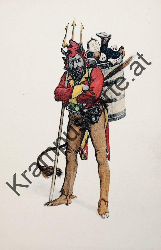 Krampus Teufel Devil Ansichtskarte Grußkarte Krampuskarte Austria 哈施塔特 picture postcard 魔鬼 奥地利 Nikolaus Satan Percht Perchtenlauf Brauchtum Nikolo Knech Ruprecht Santa Claus Sinterklaas Samichlaus San Nicola Kleeschen