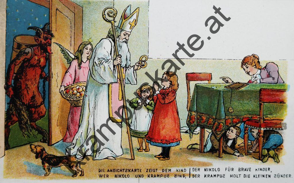 Krampus Teufel Devil Ansichtskarte Grußkarte Krampuskarte Austria 哈施塔特 picture postcard 魔鬼 奥地利 Nikolaus Satan Percht Perchtenlauf Brauchtum Nikolo Knech Ruprecht Santa Claus Sinterklaas Samichlaus San Nicola Kleeschen